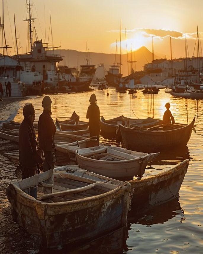 Puerto del Grao al atardecer